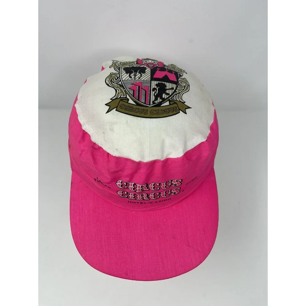Vintage Circus Hotel Casino Hat‎ Snapback Painters Ball Cap Pink 90s Las Vegas